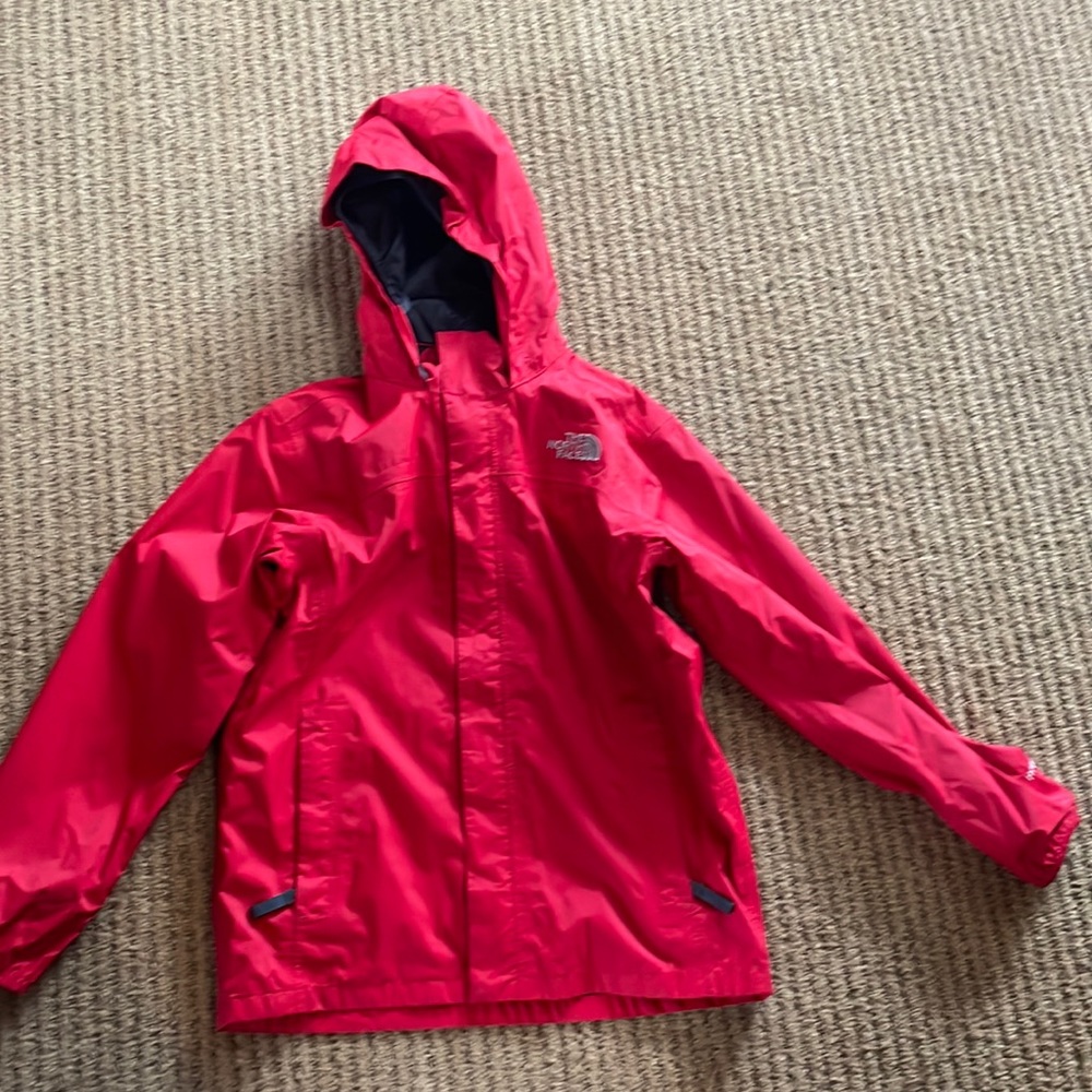 Boy, Large NorthFace raincoat